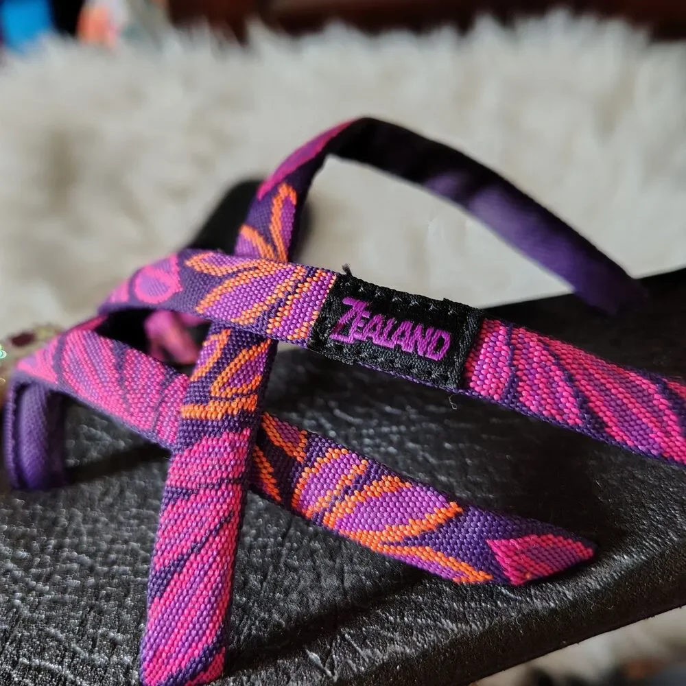VTG Zealand Olowhau Purple Pink Flip Flop Sandal Wmns 8-8.5